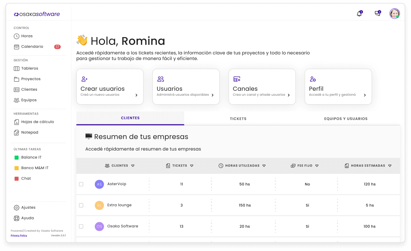 Osaka Management Screenshot